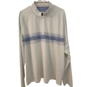 JOHNNIE-O Quarter Zip MILBURN Pullover Men XL White Blue‎ Poly Tencel Blend